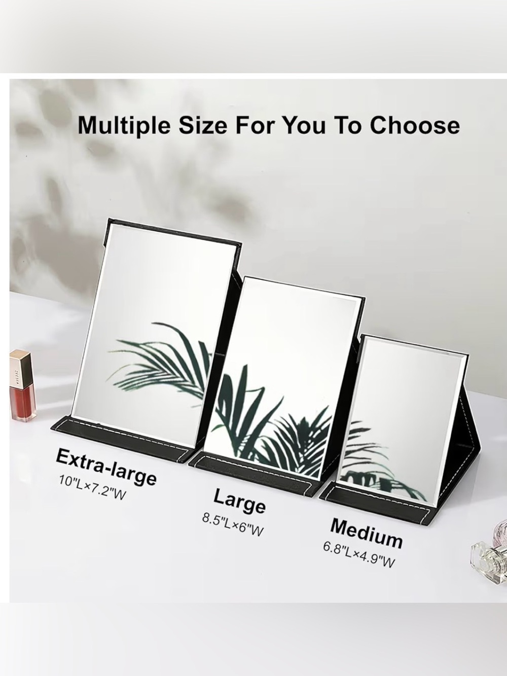 Portable Black Folding Makeup Mirror - Picture 7 of 7